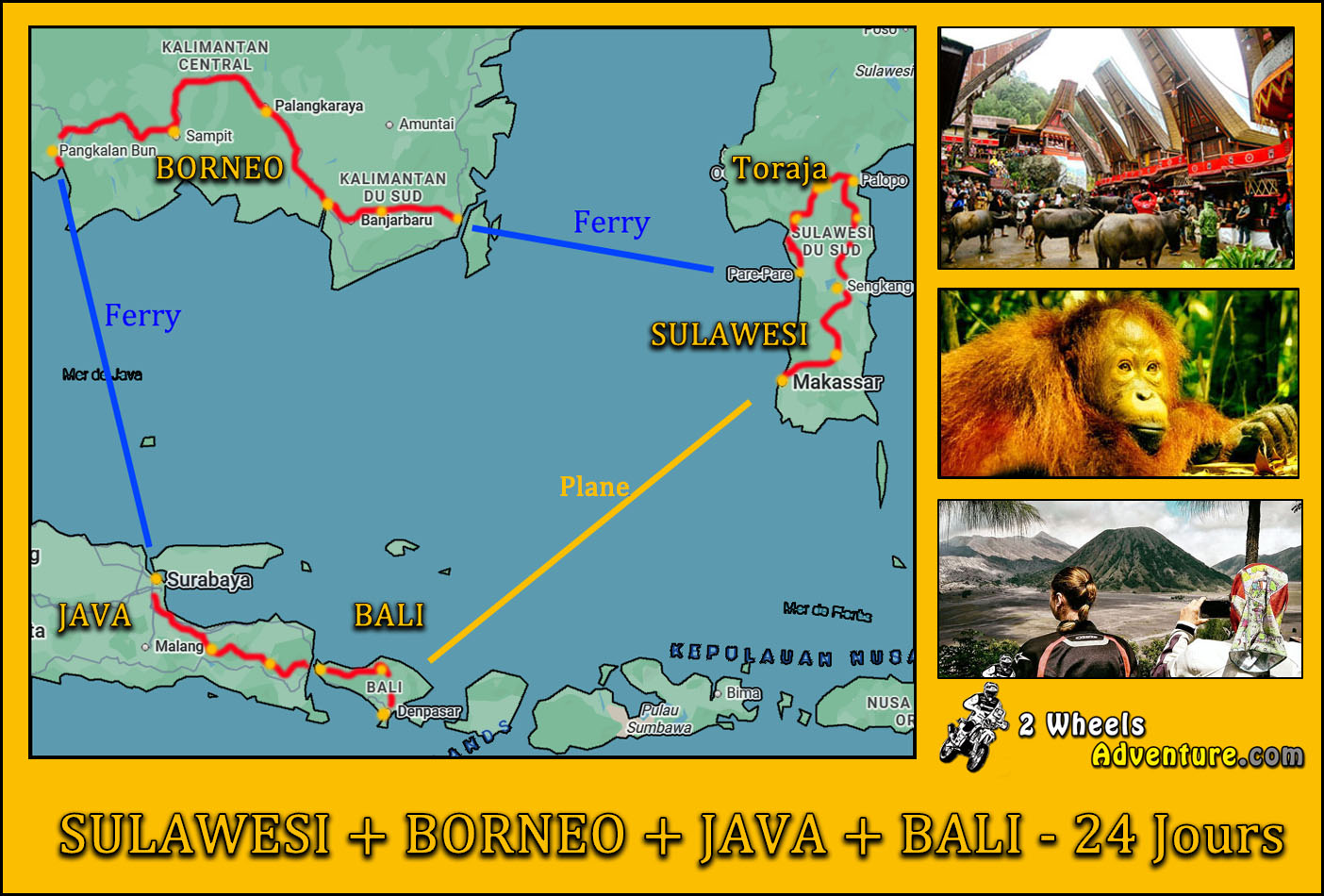 Road Trip Moto a Borneo et Sulawesi et java en 2027